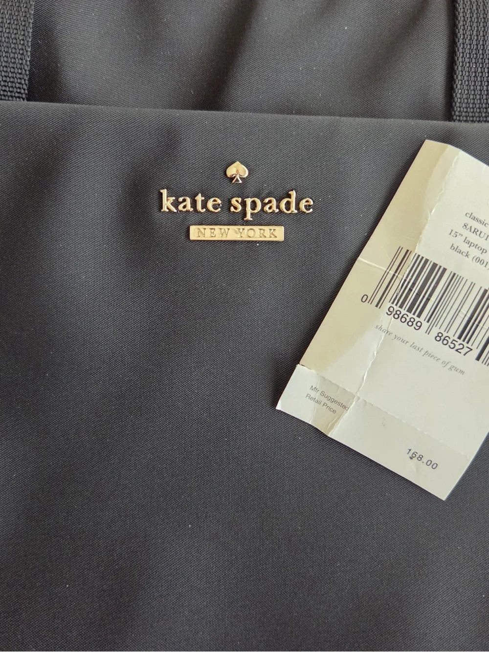 kate spade black nylon laptop bag with cross body strap